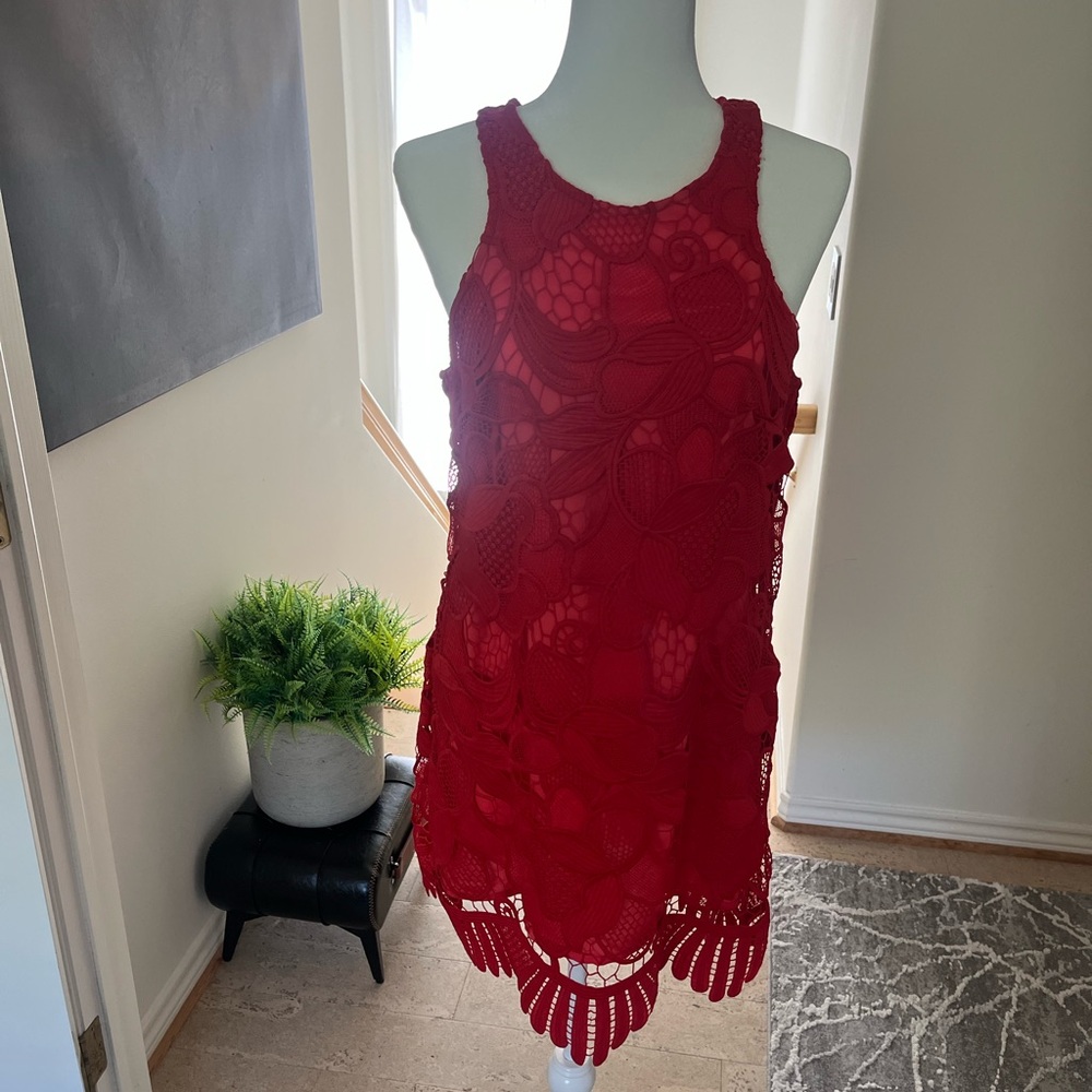 Lovers + Friends Vibrant Red Textured Dress
